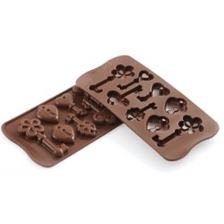 PLAQUE SILICONE CHOCOLAT - 6 clefs et 2 cadenas 107x21xht17 mm - 7.5 