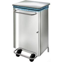 POUBELLE INOX CARENEE  90 L 470X360X915  - poignée inox + couvercle