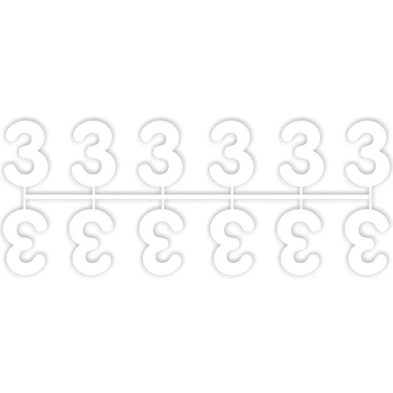 POCHETTE DE 10 BARRETTES DE 12 CHIFFRES (de 0 à 9) - BLANC