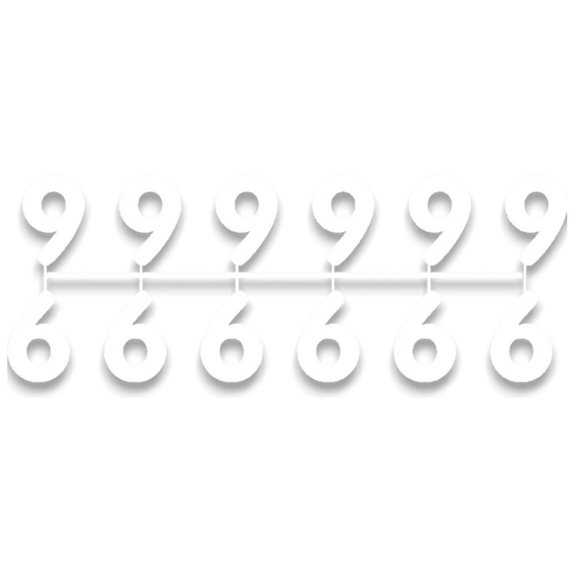 POCHETTE DE 10 BARRETTES DE 12 CHIFFRES (de 0 à 9) - BLANC