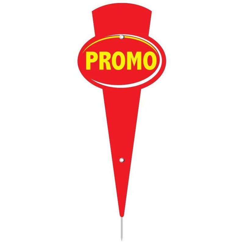 MAXI FLECHE "promo" FOND ROUGE ECRITURE JAUNE 10x24 cm (lot de 10)