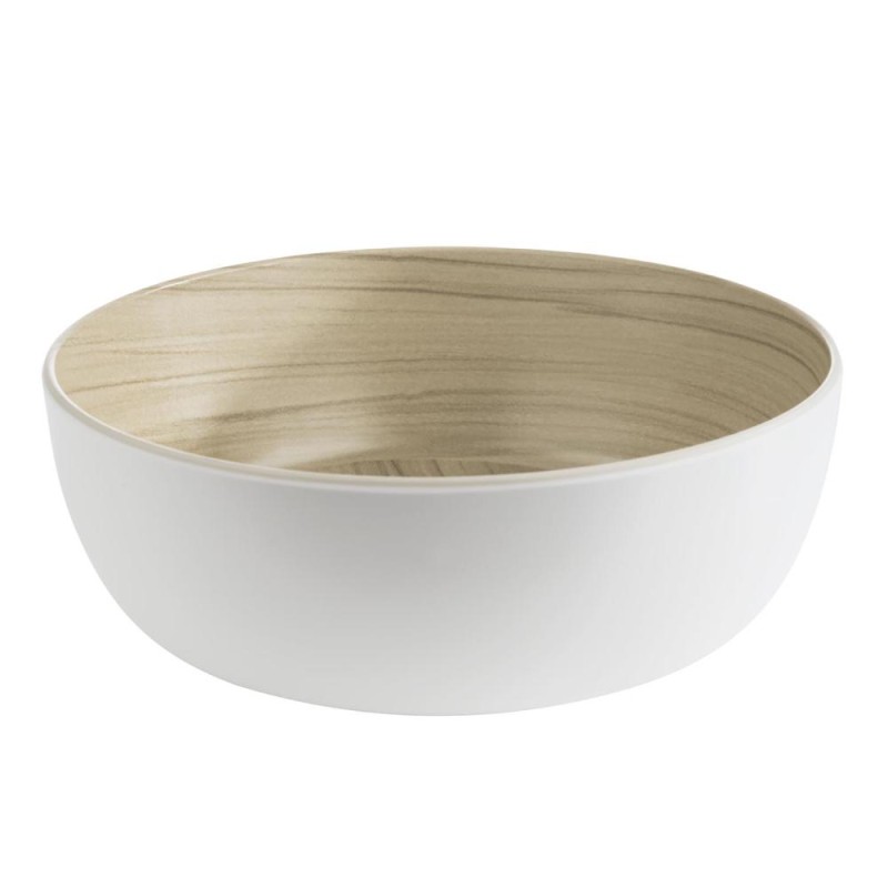 SALADIER ROND BOMBE MELAMINE IMITATION BOIS