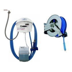 CENTRALE DE DESINFECTION + ENROULEUR AUTO INOX TUYAU DE 20 M