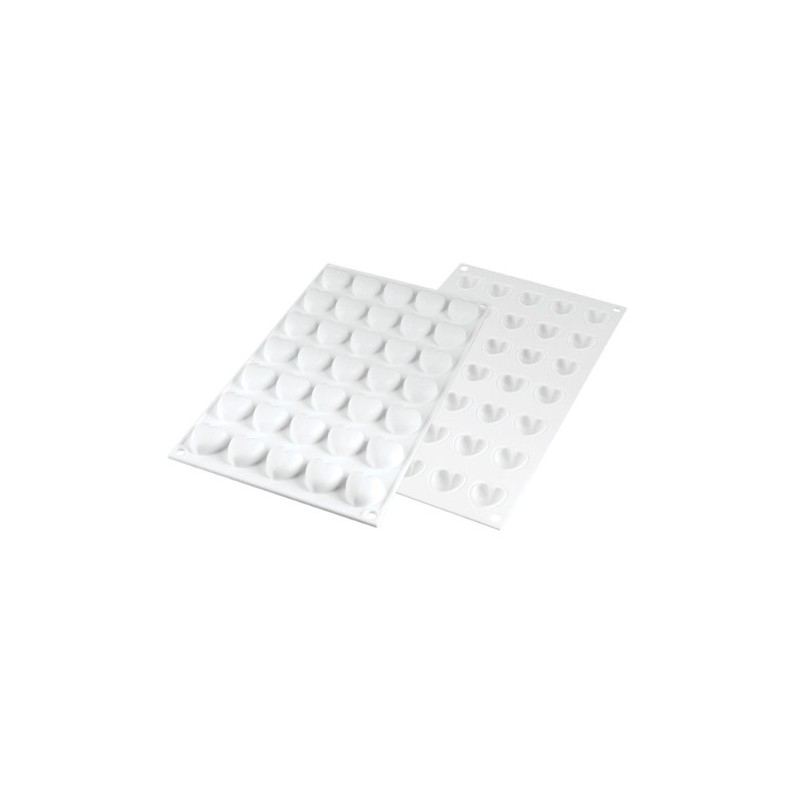 PLAQUE SILICONE 300X175 - 35 micro cœurs bombés 26x25xht13 mm - 5ml