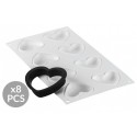 KIT PLAQUE SILICONE - 8 tartelettes cœur 80x70xht20 mm - 30ml