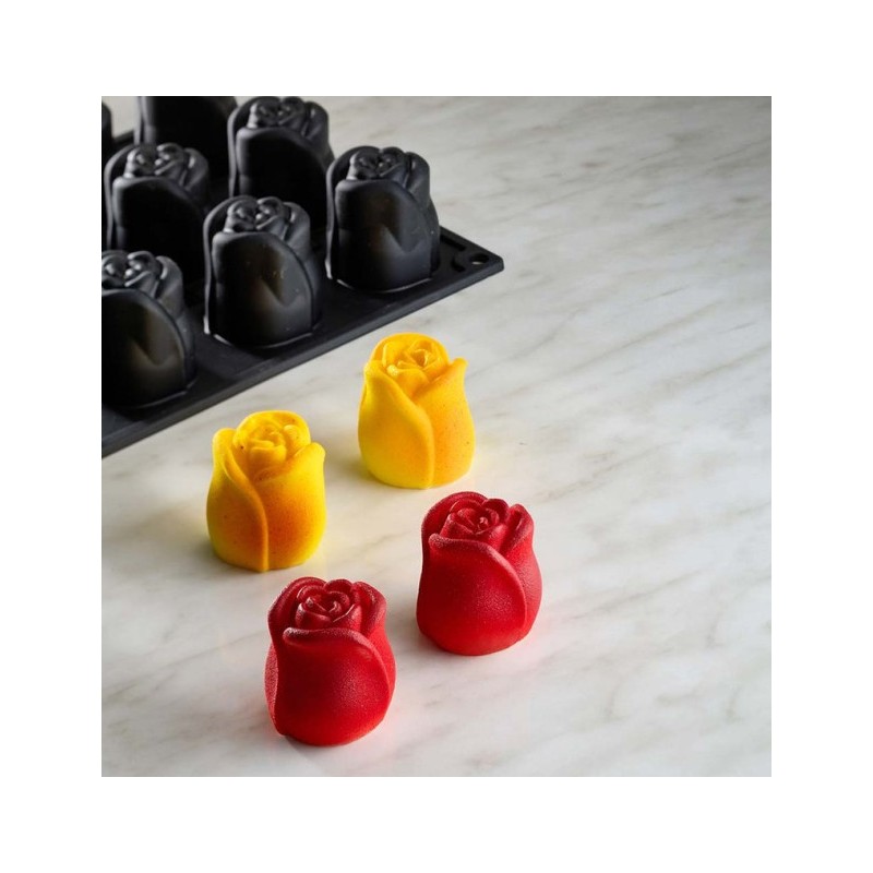PLAQUE SILICONE 400X300 - 20 boutons de rose 56x54xht61 mm - 106ml