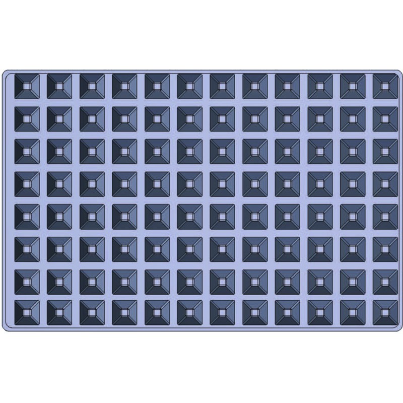 PLAQUE SILICONE 600X400 - 96 mini pyramides 35x35xht22 - 13ml