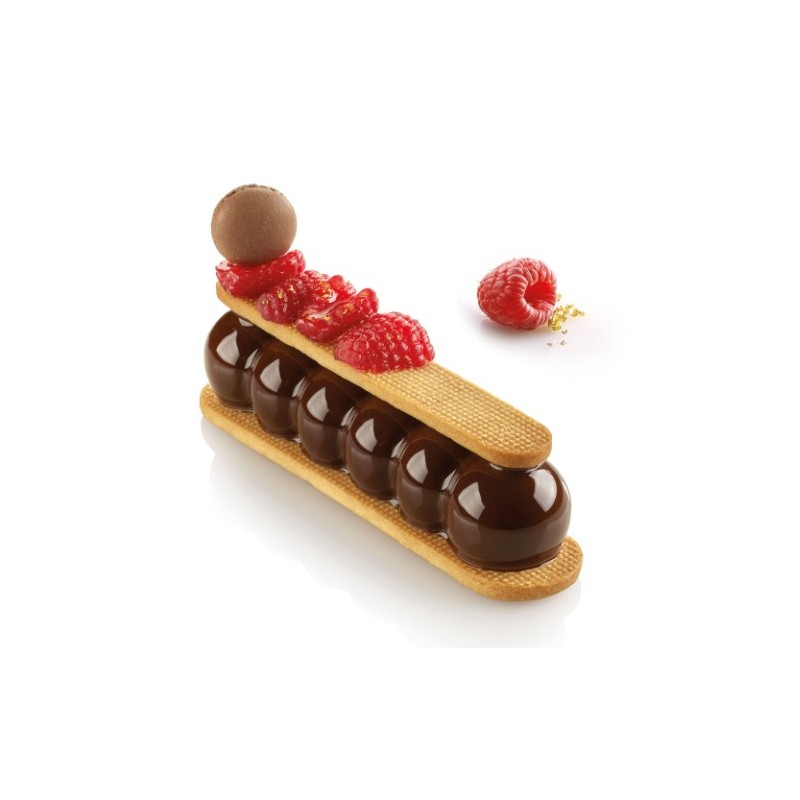 PLAQUE SILICONE 300X175 - 8 truffles éclairs 130x30.5xht27.5 mm - 75m