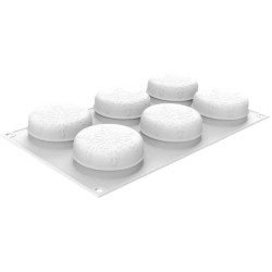 PLAQUE SILICONE 300X175 - 6 flocons Ø 70xht30 mm - 110ml