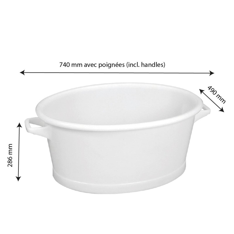 BAQUET OVALE EMBOITABLE 60 L - 740 x 490 ht 286 mm - avec poignées