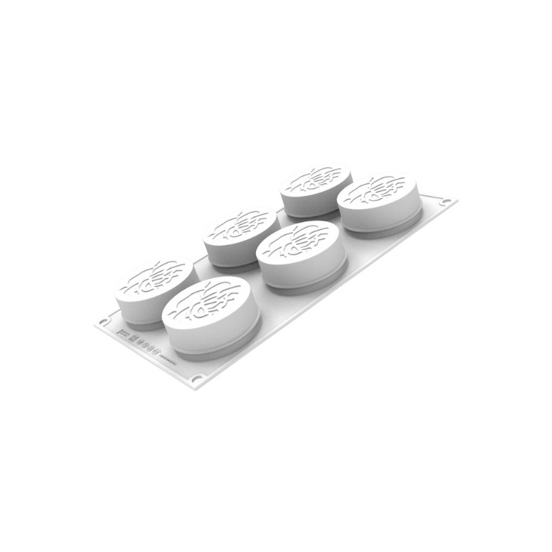 PLAQUE SILICONE 300X175 - 6 roses valentine Ø 70xht30 mm - 111ml