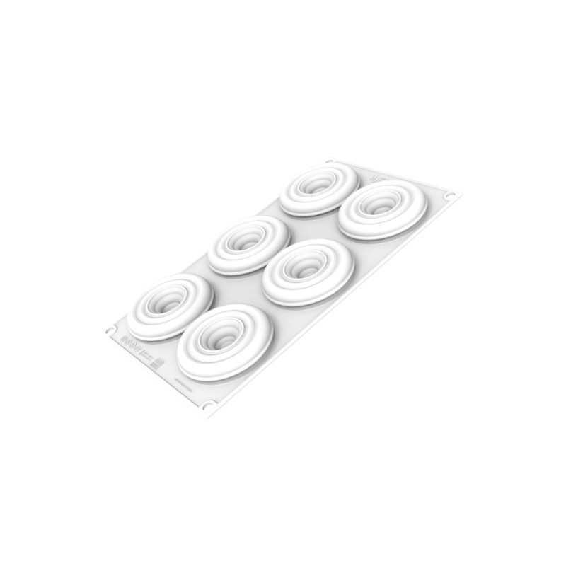 PLAQUE SILICONE 300X175 - 6 tartes tornado Ø 76xht16 mm - 61ml