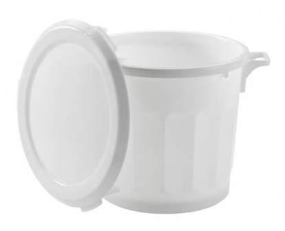 Poubelle blanche standard, taille moyenne, plastique durable.