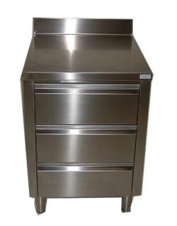 MEUBLE INOX ADOSSE 3 TIROIRS